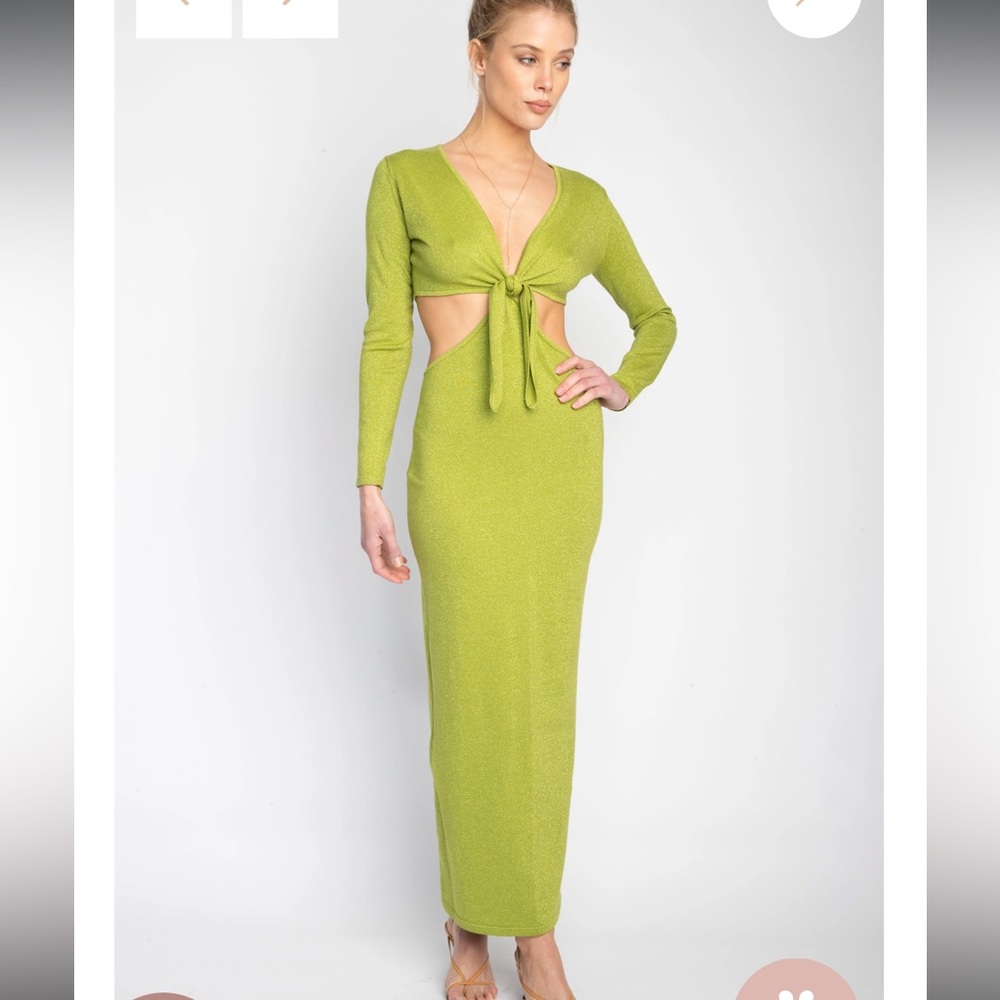 Lime green knit maxi dress with cutouts- brand new
